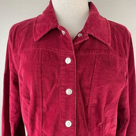 Love a Little Red Corduroy Button Down Snaps Jacket Size L EUC - Picture 2 of 7